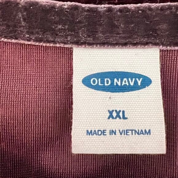 Old Navy Womens Velvet Knit Top XXL Burgundy Short Sleeve Stretchy Dark Romantic - Picture 4 of 5